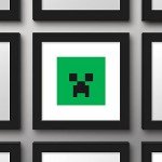 Trends International Gallery Pops Minecraft: Iconic Pixels - Mobs - Creeper Wall Art, Black Framed Version, 12'' x 12''