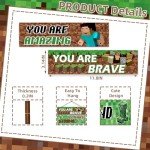 8PCS Large Pixel Mine Wall Art Decor, Pixel Miner Theme Decor for Boys, You Are Kind Brave Loved Inspirational Quotes Sign, Pixel Miner Video Gaming Centerpieces for Home Bedroom Wall Decor