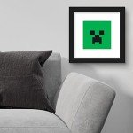 Trends International Gallery Pops Minecraft: Iconic Pixels - Mobs - Creeper Wall Art, Black Framed Version, 12'' x 12''