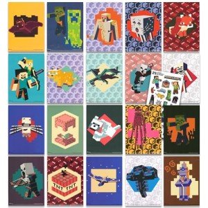 Mini Minecraft Posters for Kids - Minecraft Wall Art Bundle Includes 20 Mini Minecraft Room Posters (4" x 6"), Stickers, More | Minecraft Decorations