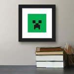 Trends International Gallery Pops Minecraft: Iconic Pixels - Mobs - Creeper Wall Art, Black Framed Version, 12'' x 12''