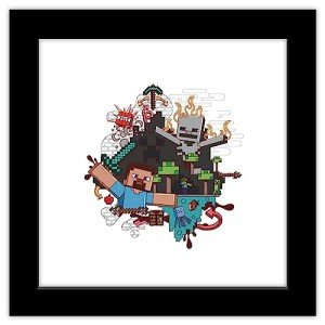Trends International Gallery Pops Minecraft - Funtage Player Steve Wall Art Wall Poster, 12" x 12", Black Frame Version