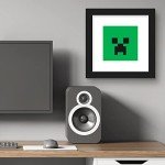 Trends International Gallery Pops Minecraft: Iconic Pixels - Mobs - Creeper Wall Art, Black Framed Version, 12'' x 12''