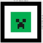 Trends International Gallery Pops Minecraft: Iconic Pixels - Mobs - Creeper Wall Art, Black Framed Version, 12'' x 12''