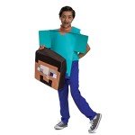 Minecraft Steve Costume Jumpsuit for Kids Size Small