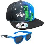 Minecraft Trucker Hat and Kids Sunglasses Set