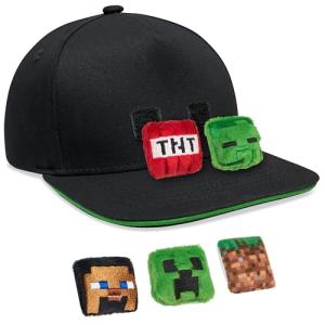 Minecraft Black Baseball Cap with Removable Plush Toy