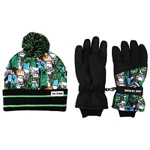 Kids Minecraft Fleece Hat and Gloves Set