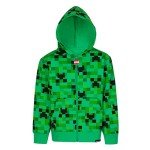 Green Creeper Zip-Up Hoodie for Boys & Teens