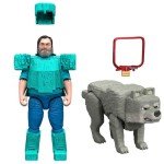 Minecraft Movie Steve in Diamond Armor with Wolf