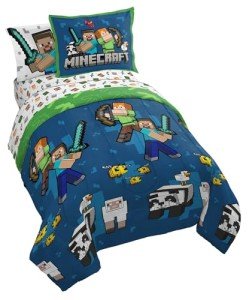 Minecraft Twin Comforter Set with Creeper & Zombie Design