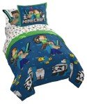 Minecraft Twin Comforter Set with Creeper & Zombie Design