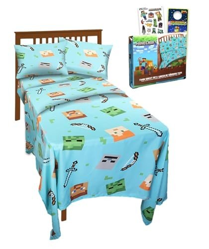 Minecraft Twin Bedding Set with Stickers and More