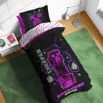 Minecraft Neon Creeper Twin Comforter Set - 5 Pieces