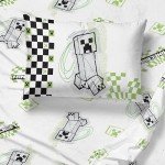 Minecraft Creeper Twin Sheet Set with Pillow Covers