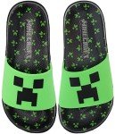 Minecraft Boys' Black/Green Sport Slide Sandals