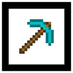 Minecraft Diamond Pickaxe Wall Art - 12" x 12