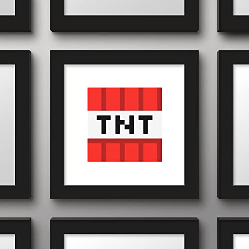 Trends International Gallery Pops Minecraft: Iconic Pixels - Blocks - TNT Wall Art Wall Poster, 12" x 12", Black Framed Version
