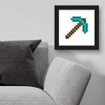 Minecraft Diamond Pickaxe Wall Art - 12" x 12