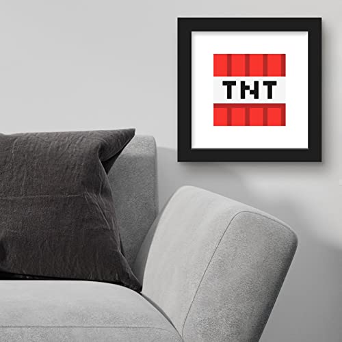 Trends International Gallery Pops Minecraft: Iconic Pixels - Blocks - TNT Wall Art Wall Poster, 12" x 12", Black Framed Version