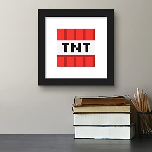 Trends International Gallery Pops Minecraft: Iconic Pixels - Blocks - TNT Wall Art Wall Poster, 12" x 12", Black Framed Version