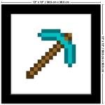 Minecraft Diamond Pickaxe Wall Art - 12" x 12