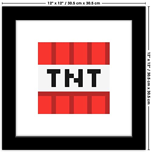 Trends International Gallery Pops Minecraft: Iconic Pixels - Blocks - TNT Wall Art Wall Poster, 12" x 12", Black Framed Version