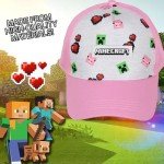 Minecraft Pink Snapback Hat with Creeper & Pig Face