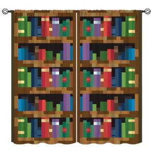 Minecraft Pixelated Bookshelf Curtain for Kids