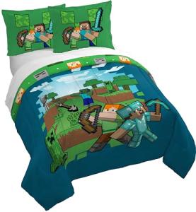 Minecraft Blue 3-Piece Duvet Cover Set
