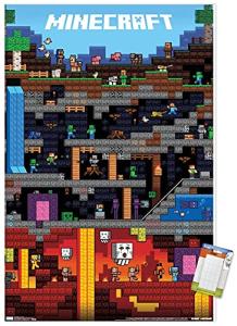 Minecraft Worldly Wall Poster with Mounting Bundle