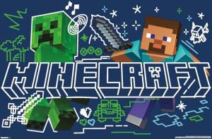 Minecraft Doodle Steve & Creeper Wall Poster