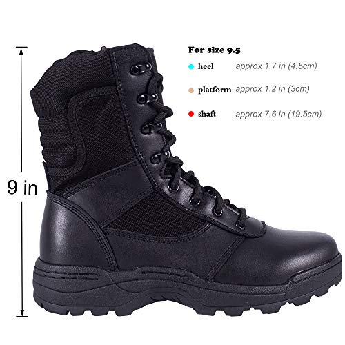 Military Tactical Side Zipper Combat Boots - Black