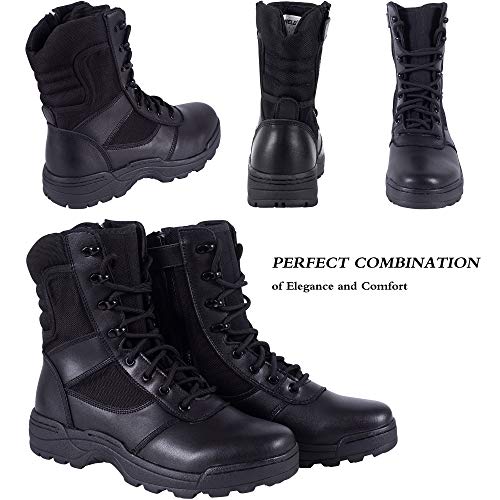 Military Tactical Side Zipper Combat Boots - Black