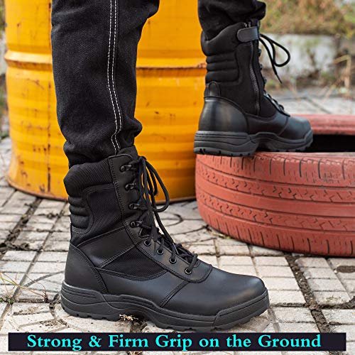 Military Tactical Side Zipper Combat Boots - Black
