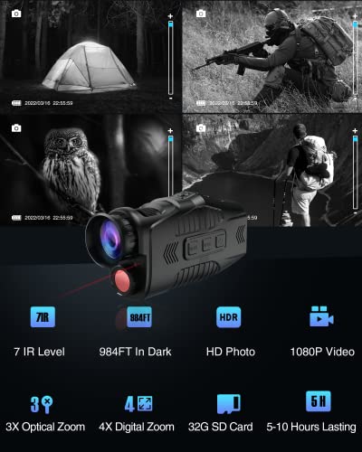 JStoon Night Vision Monocular with Infrared Illuminator, 1080P