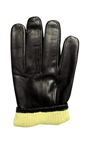 Touchscreen Leather Gloves with Kevlar Lining, Black