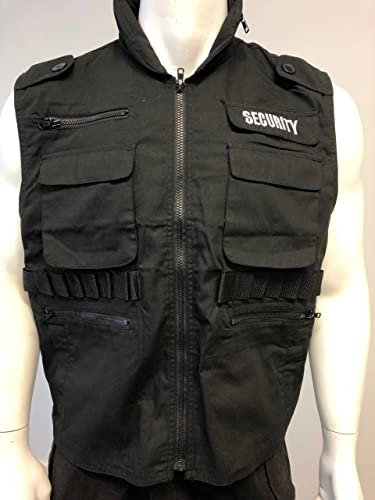 Unisex Army Style Black Security Vest - Size L