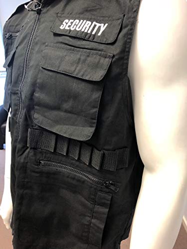 Unisex Army Style Black Security Vest - Size L