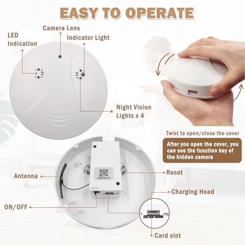 1080P HD Hidden Camera Smoke Detector with Night Vision