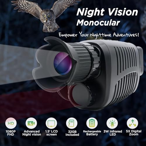 1080p Infrared Monocular for Total Darkness- 32GB