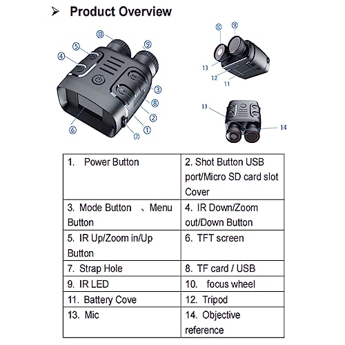 1080P Digital Infrared Night Vision Binoculars for Adults