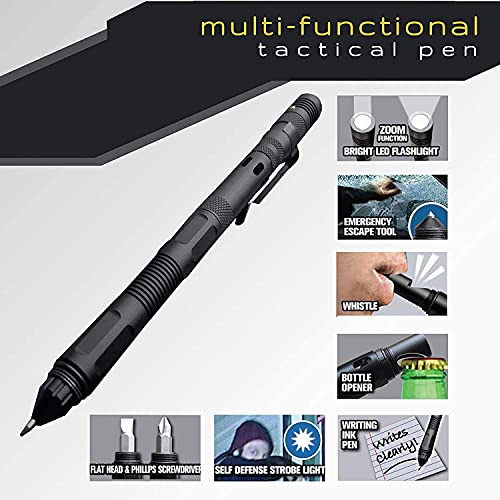 Tactical 9-in-1 Aluminum Pen with LED Flashlight