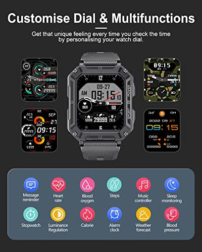 LIGE Tactical Smart Watch with Bluetooth and 123 Modes