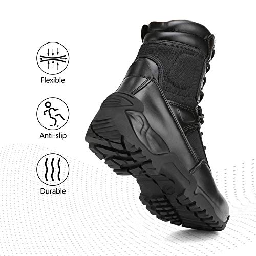 NORTIV 8 Men's Tactical Side Zip Combat Boots
