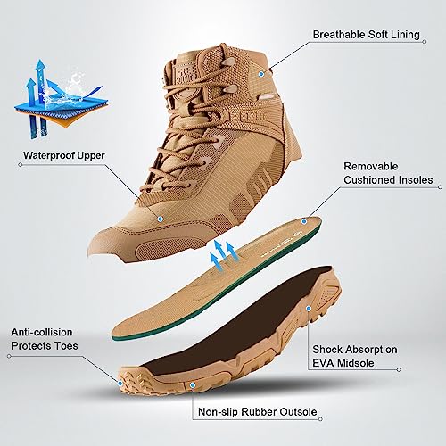 Men’s Waterproof Tactical Hiking Boots - Coyote Brown