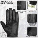 Touchscreen Leather Gloves with Kevlar Lining, Black