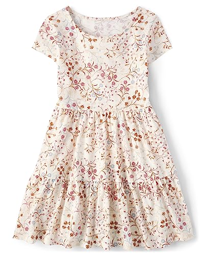 Girls' White Daisy Short Sleeve Everyday Dress