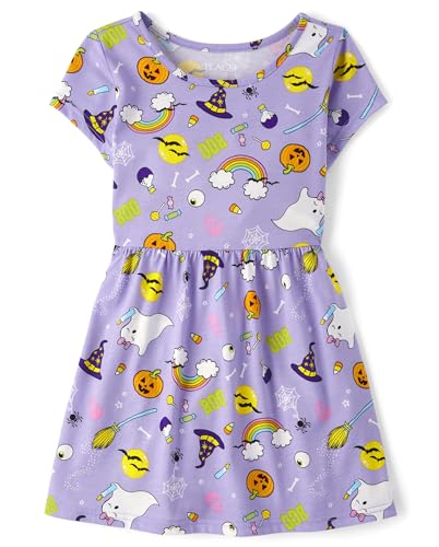 Girls' Halloween Print Short Sleeve Dresses