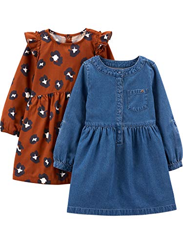 Carter's Girls' Chambray and Cheetah Dress Set
